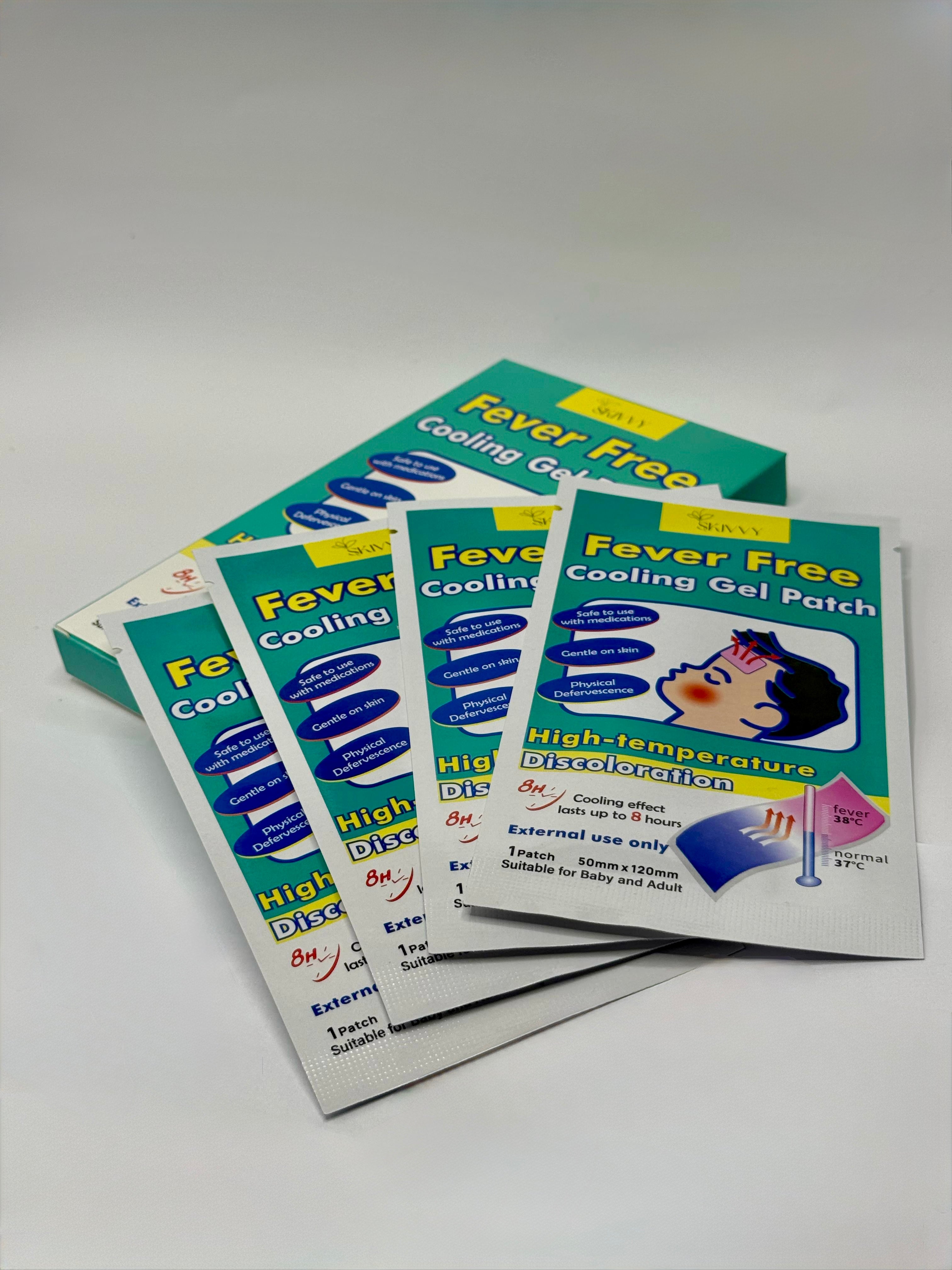 Skivvy Cooling Patch – Instant Fever & Migraine Relief with Color-Changing Technology (4 patches)