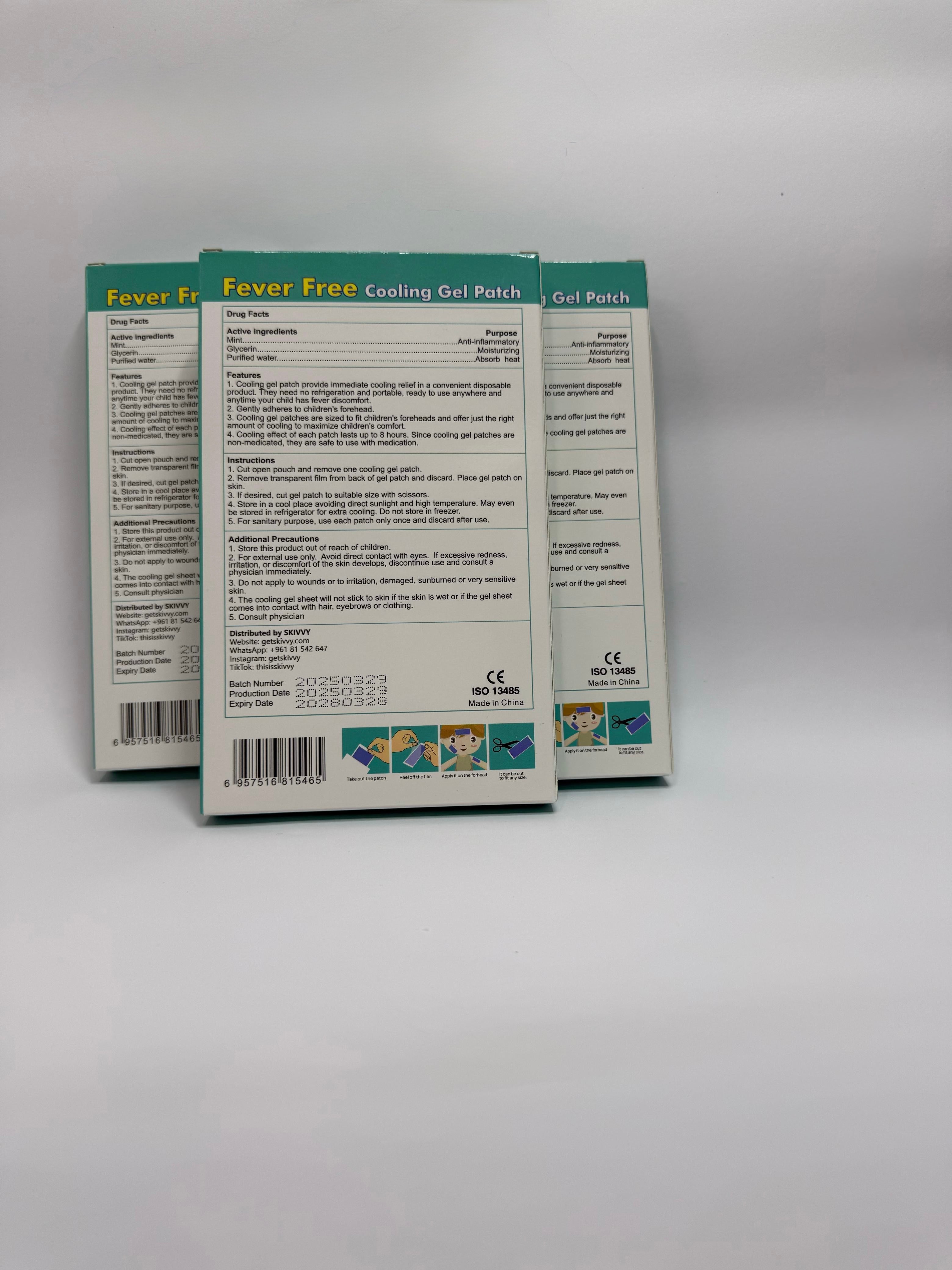 Skivvy Cooling Patch – Instant Fever & Migraine Relief with Color-Changing Technology (4 patches)