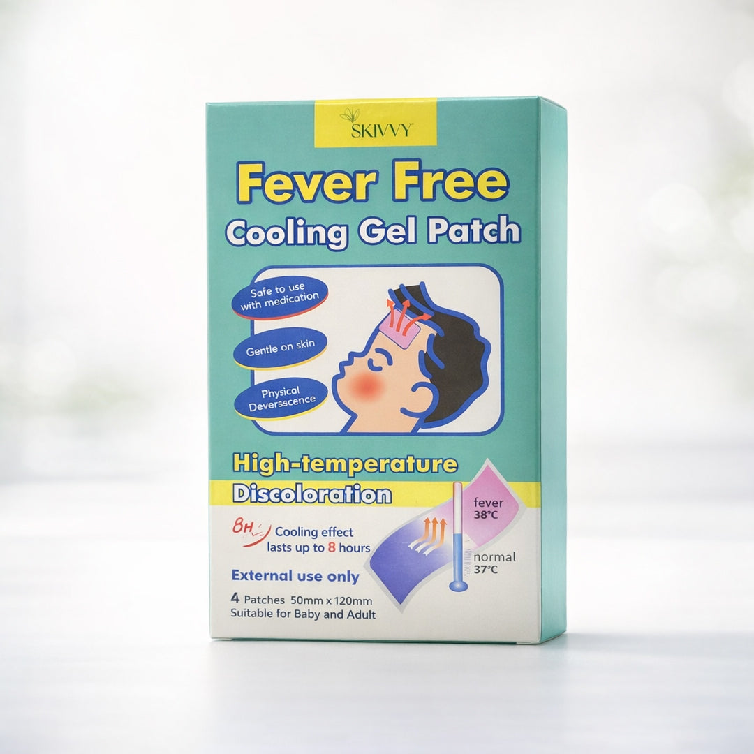 Skivvy Cooling Patch – Instant Fever &amp; Migraine Relief with Color-Changing Technology (4 patches)