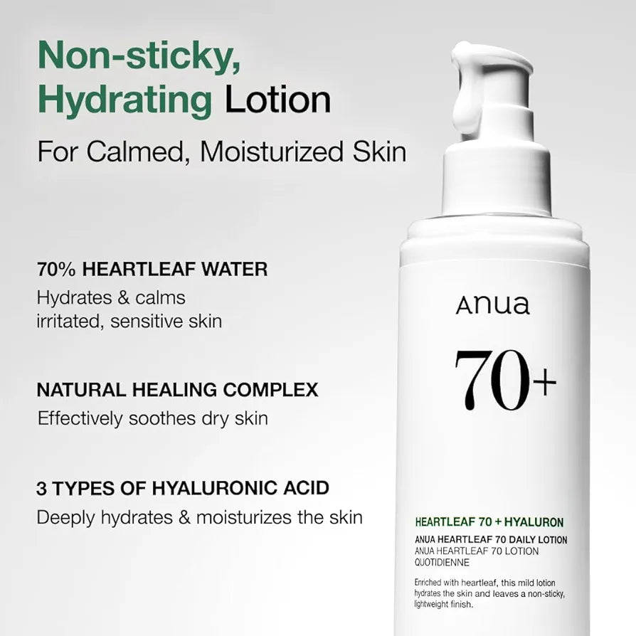 HEARTLEAF 70% DAILY LOTION, 200ml-Anua